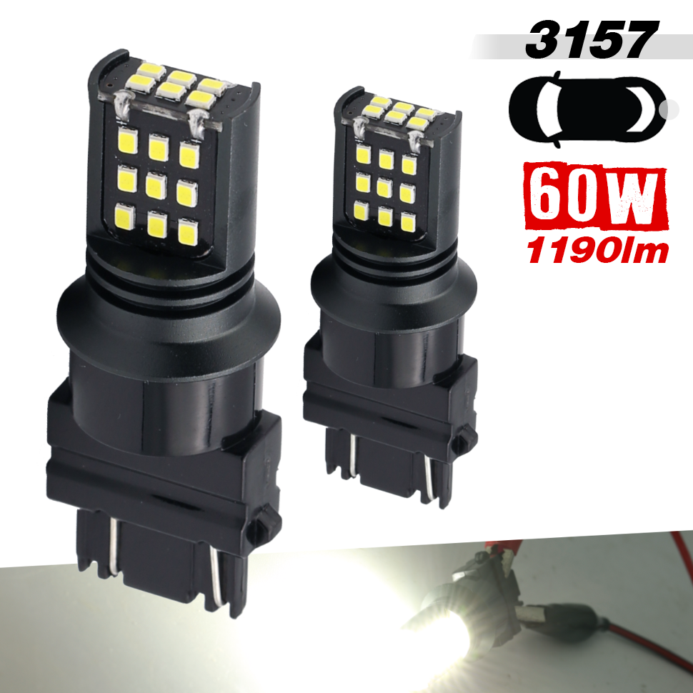 1157/3157/7443 WHITE REVERSE/BRAKE/SIGNAL LED BULBS (SMD 2016, 24 LED chips)