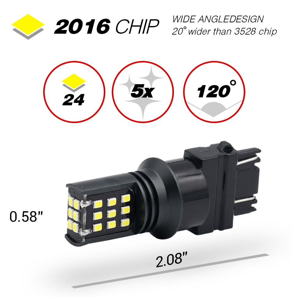 1157/3157/7443 WHITE REVERSE/BRAKE/SIGNAL LED BULBS (SMD 2016, 24 LED chips)