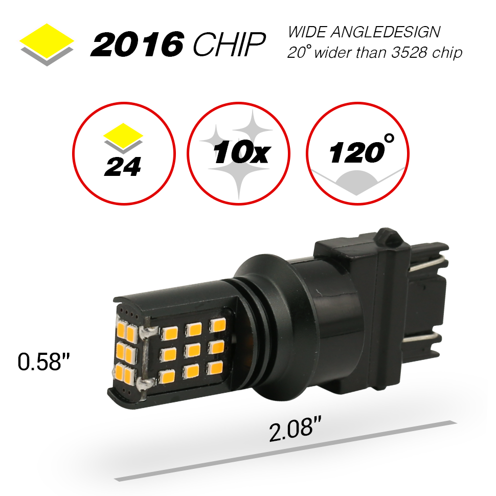 1157/3157/7443 YELLOW EXTRA BRIGHT TURN SIGNAL LED BULBS (SMD 2016, 24 LED chips)