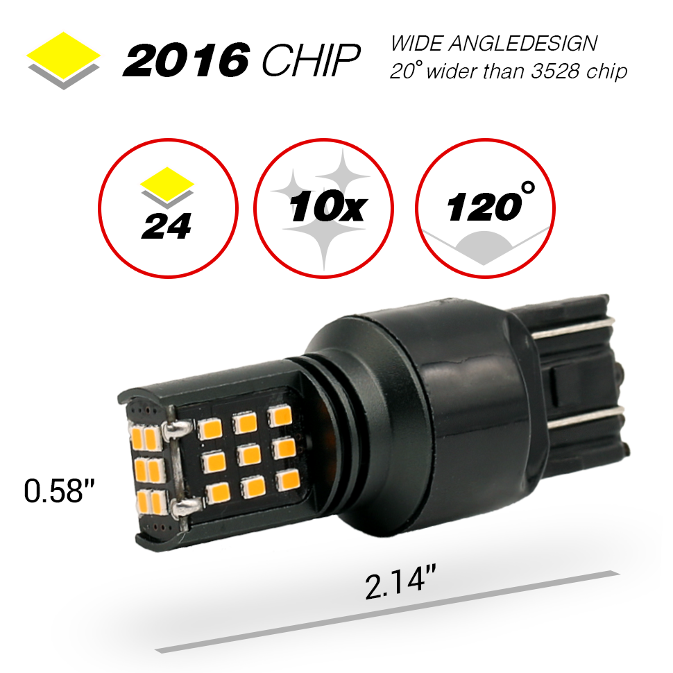 1157/3157/7443 YELLOW EXTRA BRIGHT TURN SIGNAL LED BULBS (SMD 2016, 24 LED chips)