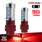 1157/3157/7443 Red Strobe Flash Tail Brake LED Bulbs (SMD 2835, 12 LED chips)