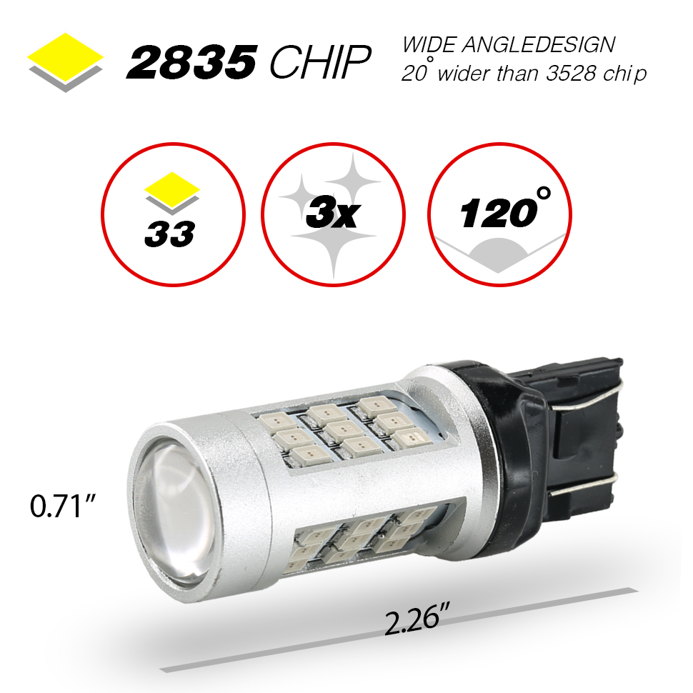 1157/3157/7443 Red Strobe Flash Tail Brake LED Bulbs (SMD 2835, 33 LED chips)