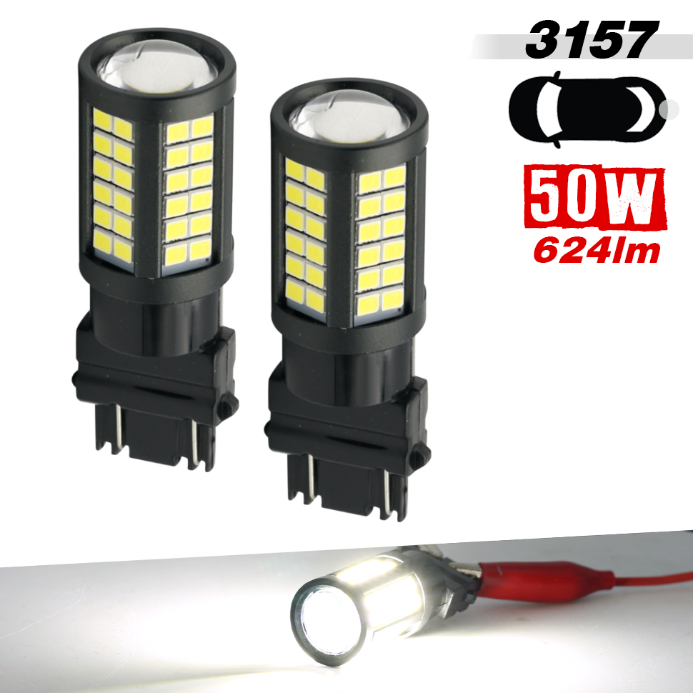 1157/3157/7443 WHITE EXTRA BRIGHT REVERSE/BRAKE/SIGNAL LED BULBS (SMD 2835, 64 LED chips)