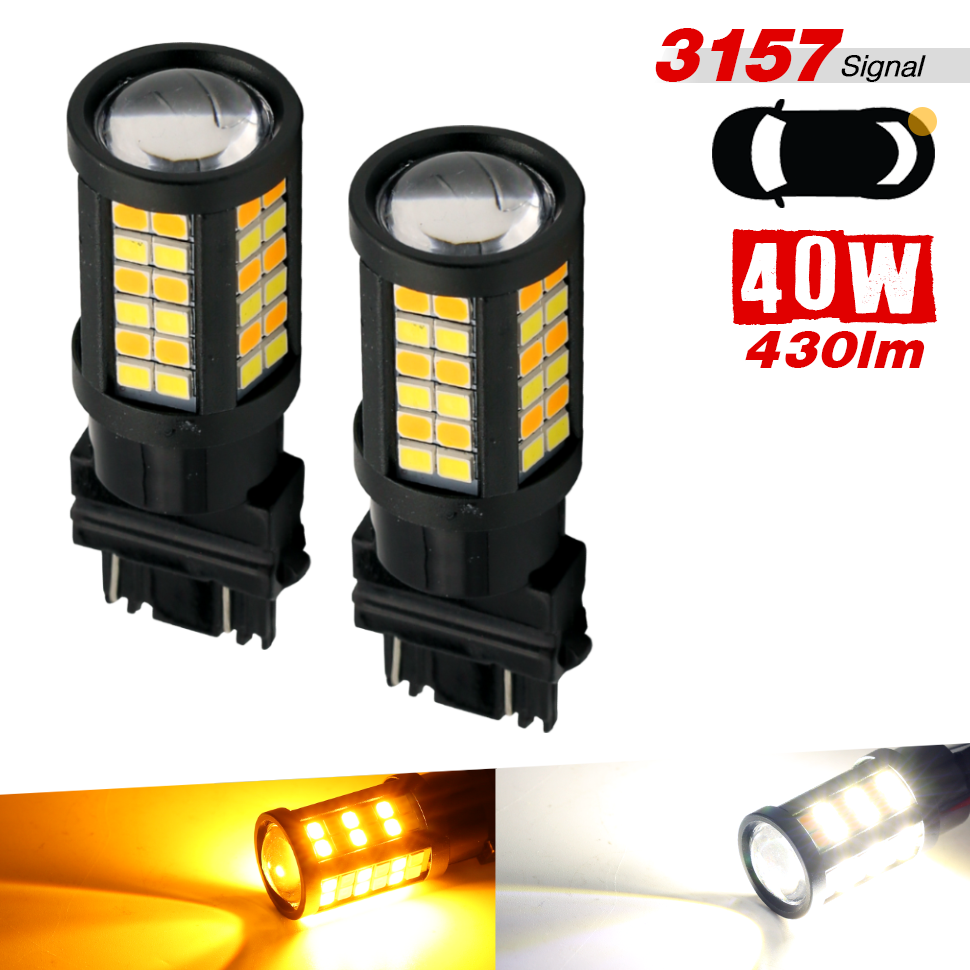 Switchback LED Light Bulbs - White/Amber 64 SMDs - 1157 / 3157 / 7443
