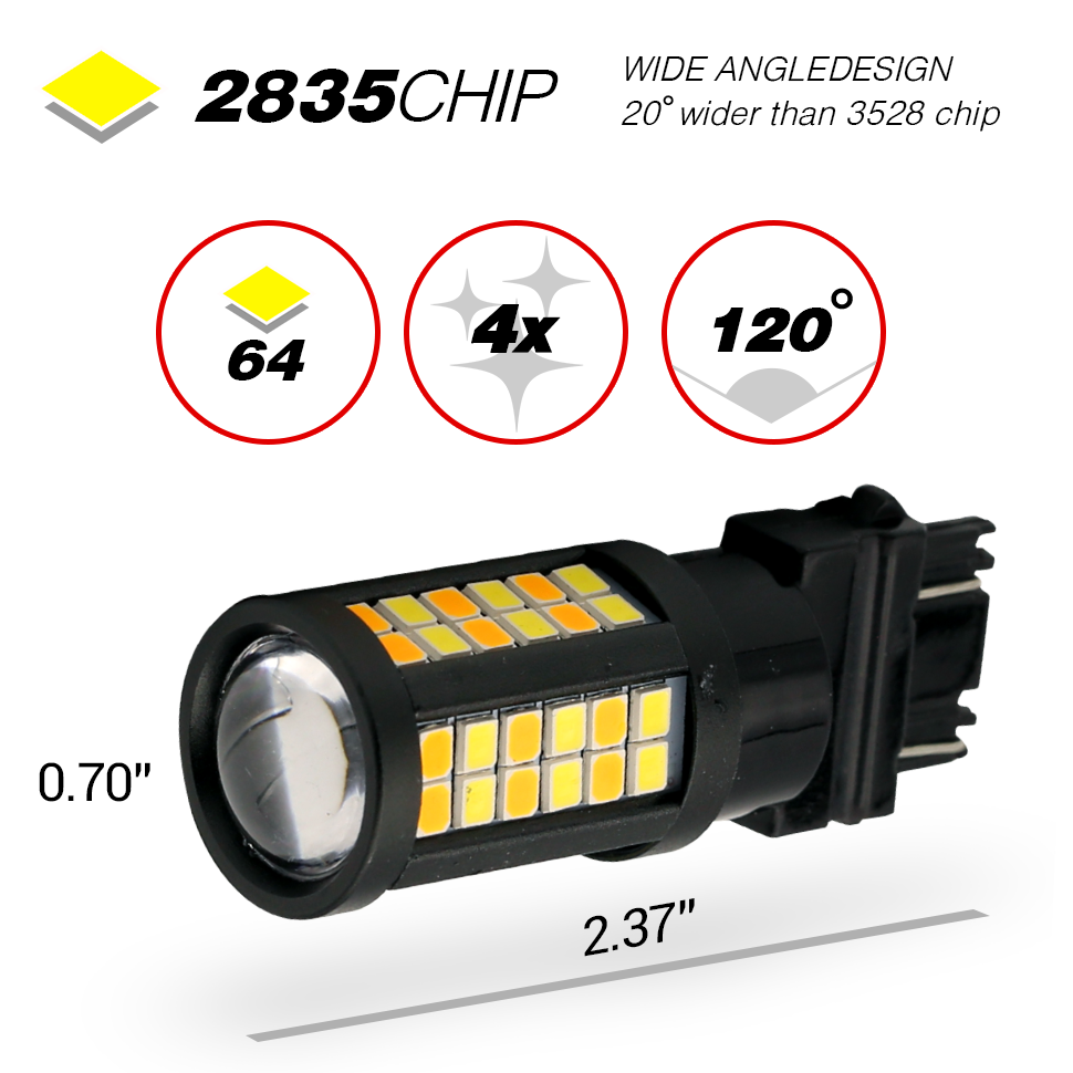 Switchback LED Light Bulbs - White/Amber 64 SMDs - 1157 / 3157 / 7443