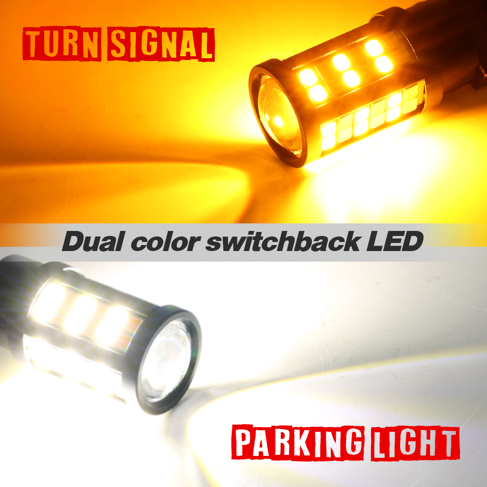 Switchback LED Light Bulbs - White/Amber 64 SMDs - 1157 / 3157 / 7443