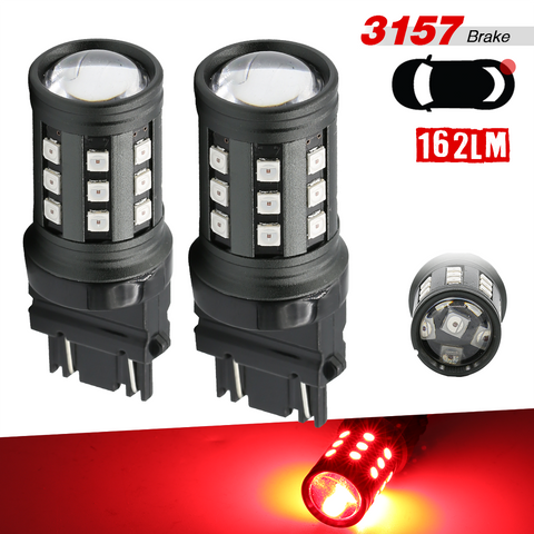 1157/3157/7443 Red Extra Bright Tail Brake LED Bulbs (SMD 3030, 30 LED chips)