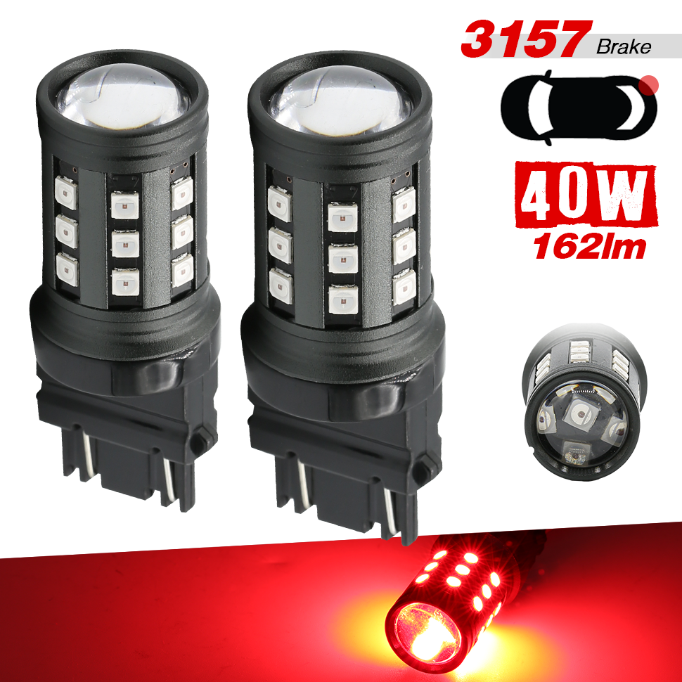 1157/3157/7443 Red Strobe Flash Tail Brake LED Bulbs (SMD 3030, 30 LED chips)