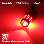 1157/3157/7443 Red Strobe Flash Tail Brake LED Bulbs (SMD 3030, 30 LED chips)