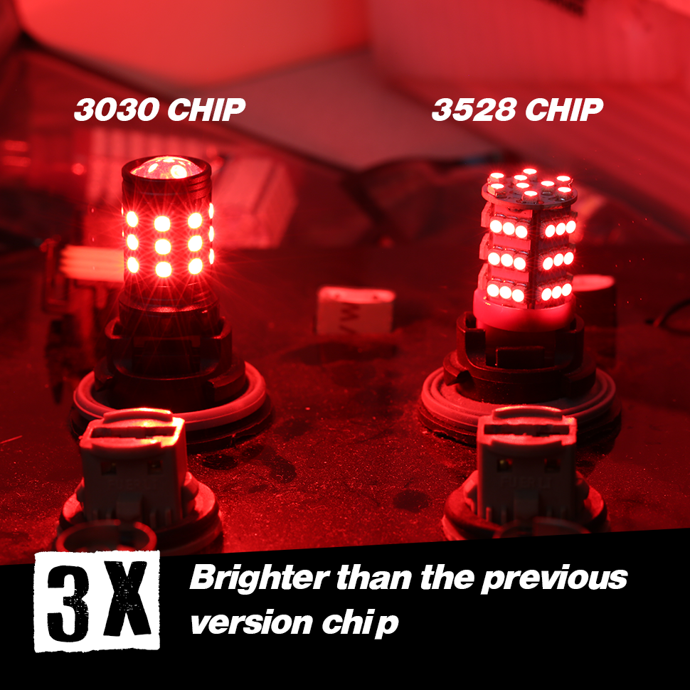 1157/3157/7443 Red Extra Bright Tail Brake LED Bulbs (SMD 3030, 30 LED chips)