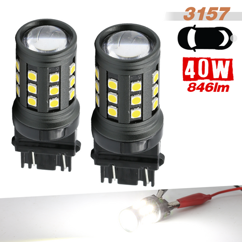1157/3157/7443 White Extra Bright Reverse/Brake/Signal LED Bulbs (SMD 3030, 30 LED chips)