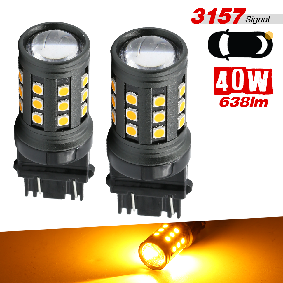 1157/3157/7443 Yellow Extra Bright Turn Signal LED Bulbs (SMD 3030, 30 LED chips)