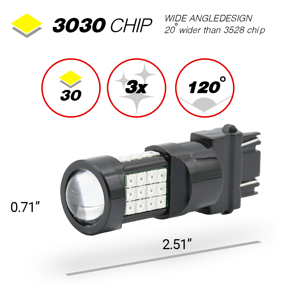 1157/3157/7443 Red Extra Bright Tail Brake LED Bulbs (SMD 3030, 36 LED chips)