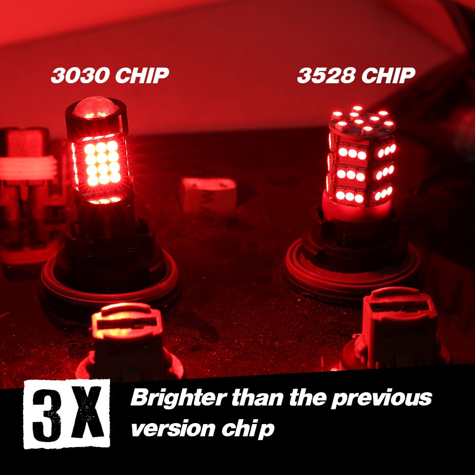 1157/3157/7443 Red Extra Bright Tail Brake LED Bulbs (SMD 3030, 36 LED chips)