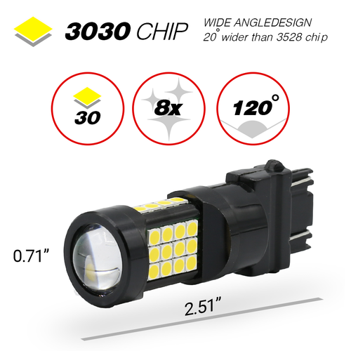 1157/3157/7443 White Extra Bright Reverse/Brake/Signal LED Bulbs (SMD 3030, 36 LED chips)