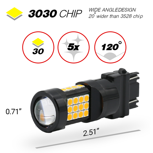 1157/3157/7443 Yellow Extra Bright Turn Signal LED Bulbs (SMD 3030, 36 LED chips)