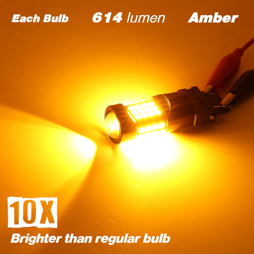 1157/3157/7443 Yellow Extra Bright Turn Signal LED Bulbs (SMD 3030, 36 LED chips)
