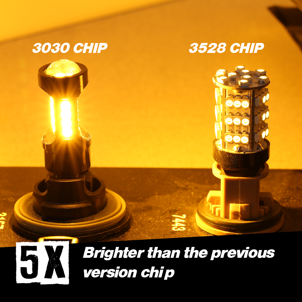 1157/3157/7443 Yellow Extra Bright Turn Signal LED Bulbs (SMD 3030, 36 LED chips)