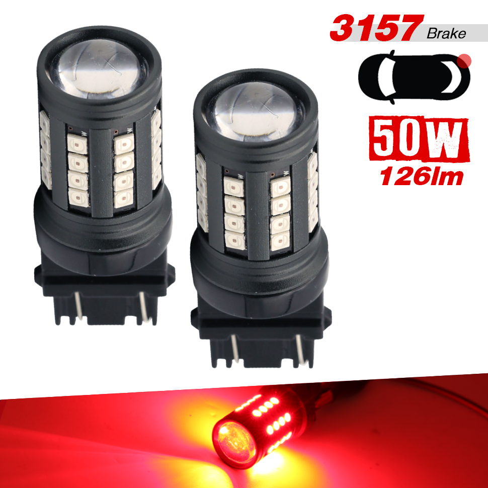 1157/3157/7443 Red Extra Bright Tail Brake LED Bulbs (SMD 3030, 40 LED chips)