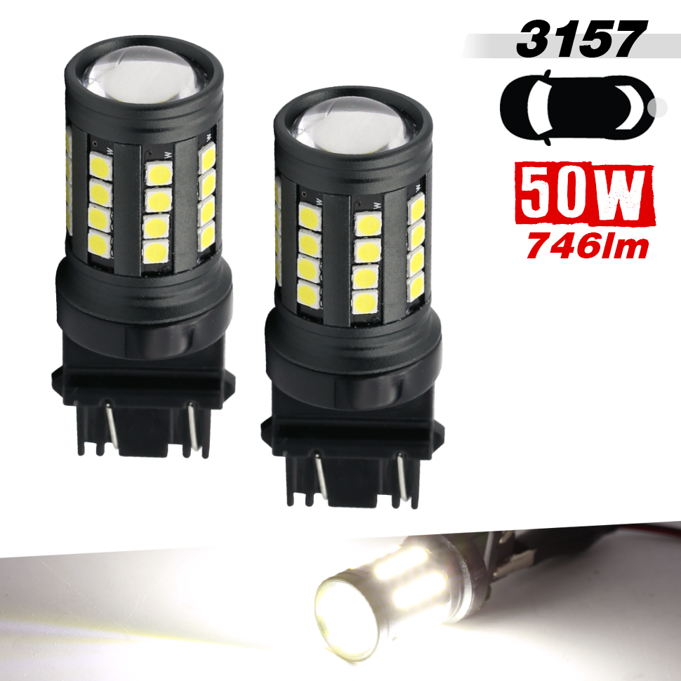 1157/3157/7443 White Extra Bright Reverse/Brake/Signal LED Bulbs (SMD 3030, 40 LED chips)