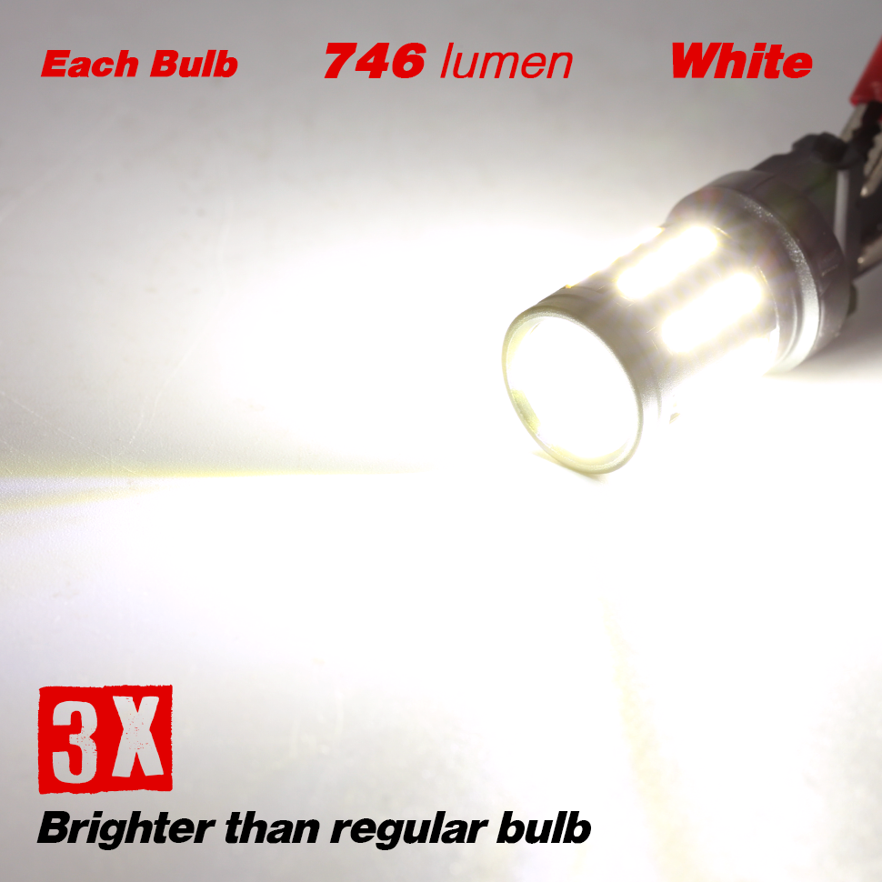 1157/3157/7443 White Extra Bright Reverse/Brake/Signal LED Bulbs (SMD 3030, 40 LED chips)