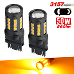 1157/3157/7443 Yellow Extra Bright Turn Signal LED Bulbs (SMD 3030, 40 LED chips)
