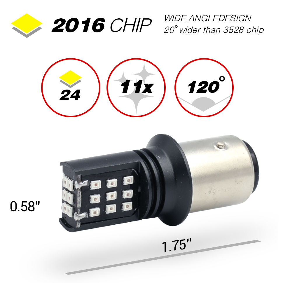 Single Color LED Light Bulbs - Red (Flash) - 24 SMDs - 3157 / 7443 / 1157