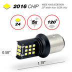 1157/3157/7443 WHITE REVERSE/BRAKE/SIGNAL LED BULBS (SMD 2016, 24 LED chips)