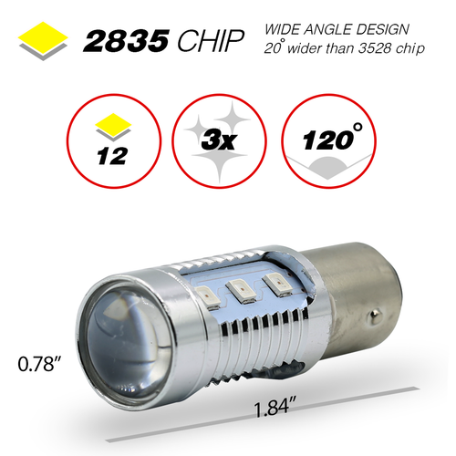1157/3157/7443 Red Strobe Flash Tail Brake LED Bulbs (SMD 2835, 12 LED chips)