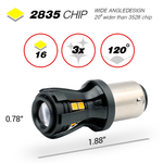 1157/3157/7443 YELLOW EXTRA BRIGHT TURN SIGNAL LED BULBS (SMD 2835, 16 LED chips)