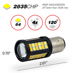 Switchback LED Light Bulbs - White/Amber 64 SMDs - 1157 / 3157 / 7443